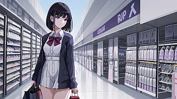 A girl in a public market, Anime, girl, anime girl HD wallpaper