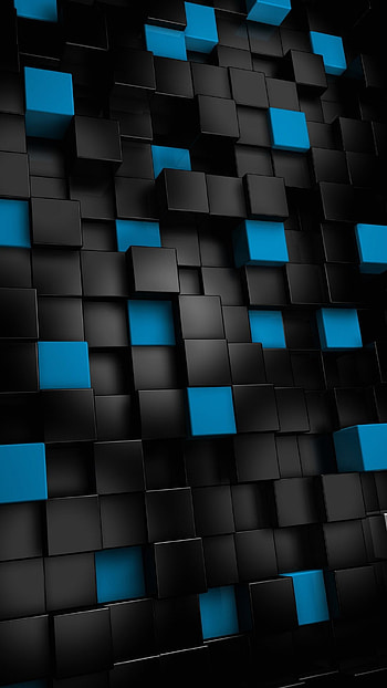 full 1080 x 1920 smart 3d cubes black blue HD phone wallpaper