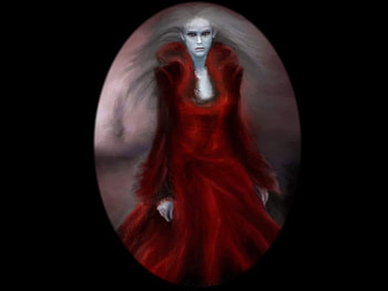 RED, fantasy, art, female HD wallpaper