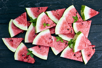 Food, Ripe, Watermelon, Lobules, Slices, Mint HD wallpaper