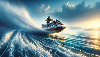 Sunset Ocean Jet Ski Adventure, jet ski, ocean, vehicle, sunset HD wallpaper