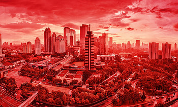 Blood Red Sky, sky, city, blood, red HD wallpaper