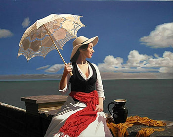 Breath of Spring, umbrella, women, sky, spring HD wallpaper