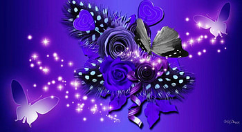 Purple Pretties, blue, butterflies, abstract, puple, flowers HD wallpaper