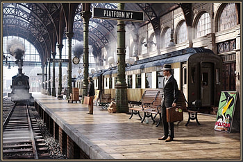 Morning Train on Platform 7, station, waiting, clock, train, engine, steam, platform HD wallpaper