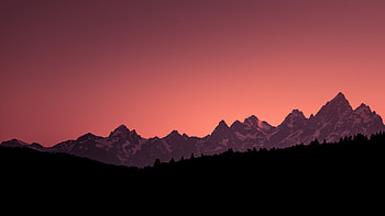 Mountains, silhouette, sunset, nature HD wallpaper