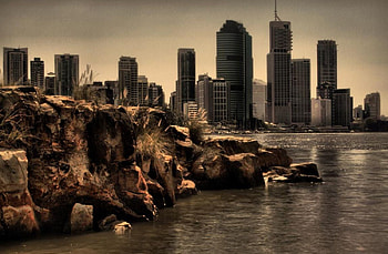 city view in sepia, buildings, sepia, graphy, city HD wallpaper