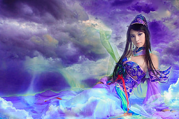 Cosplay Girl, blue, asian, art, girl, beautiful, woman, purple, digital, fantasy, prett, cosplay HD wallpaper