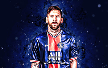 Lionel Messi PSG, , 2021, argentinian footballers, Paris Saint-Germain, blue neon lights, soccer, Messi PSG, Ligue 1, Leo Messi, PSG, football, Lionel Messi, Lionel Messi Paris Saint-Germain, Lionel Messi HD wallpaper