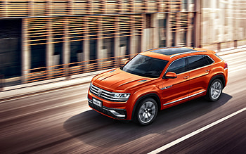Volkswagen Teramont X, 2021, front view, exterior, new orange Teramont X, German cars, Volkswagen HD wallpaper