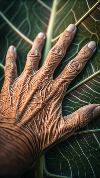Nature's Touch: A Handprint for Your , hand, leaf, texture, nature HD phone wallpaper