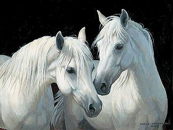 By Persis Clayton, kitten, horse, painting, art, cat, persi clayton HD wallpaper
