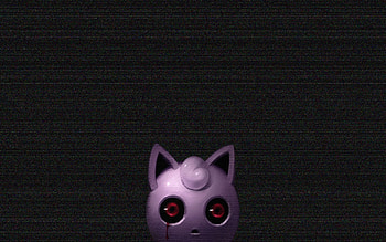 Jigglypuff, black fuzz, red eyes, creepy, pokemon HD wallpaper