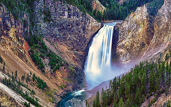Yellowstone National Park, Yellowstone Falls, waterfall, nature HD wallpaper