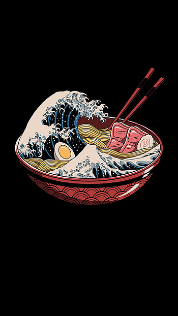 Great Wave of Ramen, Great Wave off Kanagawa HD phone wallpaper