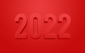 Red 2022 3D background, 2022 New Year, Happy New Year 2022, Red background, 2022 concepts, 2022 background, 2022 3D art, New 2022 Year HD wallpaper