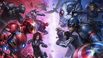 Team Iron Man And Team Captain America, iron-man, captain-america, superheroes, vision, falcon, black-widow, ant-man, black-panther, winter-solider, spiderman, war-machine HD wallpaper
