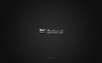 Bobcat logo, silver shiny logo, Bobcat metal emblem, gray carbon fiber texture, Bobcat, brands, creative art, Bobcat emblem HD wallpaper