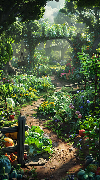 Enchanted Harvest Garden, garden, vegetable HD phone wallpaper