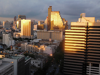 Sunset Skyscrapers Bangkok Thailand, Bangkok, Thailand, Sunset, Skyscrapers HD wallpaper