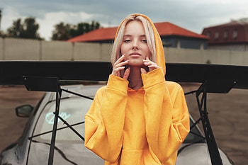 Yellow Hoodie Girl With Nose Ring, hoodie, girls, model HD wallpaper