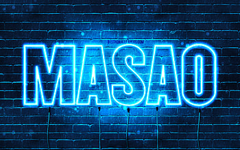 Happy Birtay Masao, , blue neon lights, Masao name, creative, Masao Happy Birtay, Masao Birtay, popular japanese male names, with Masao name, Masao HD wallpaper
