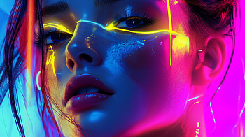 Neon Glamor: A Stunning Ultra, woman, neon girl HD wallpaper