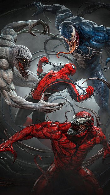 Spiderman and VENOM,s, red, art HD phone wallpaper
