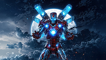 Iron Man Moonlight Strike, iron-man, superheroes, artwork, digital-art, art, ai HD wallpaper