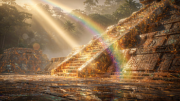 Ancient Maya, Pyramid, Ruin, Rainbow, Jungle HD wallpaper