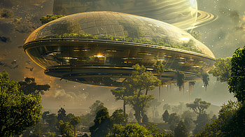 Floating City: A Stunning Sci-Fi Ultra, Sci Fi, Floating City, futuristic, spaceship, nature HD wallpaper