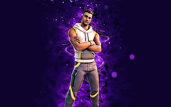 White Synth Striker, , violet neon lights, Fortnite Battle Royale, Fortnite characters, White Synth Striker Skin, Fortnite, White Synth Striker Fortnite HD wallpaper