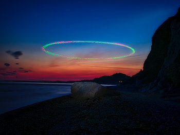 Sunset On Hooken Beach Drone Light Painting, sunset, evening, beach, nature HD wallpaper