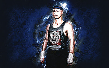 Roh Chi Won, Cyberpunk 2077, blue stone background, Cyberpunk 2077 Characters, Roh Chi Won Cyberpunk, Roh Chi Won character HD wallpaper
