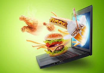 Fast Food, creative, fantasy, green, laptop, funny HD wallpaper