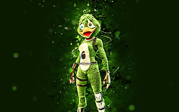 Green Quackling, , green neon lights, Fortnite Battle Royale, Fortnite characters, Green Quackling Skin, Fortnite, Green Quackling Fortnite HD wallpaper