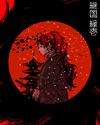 Yoriichi Tsugikuni, KimetsunoYaiba, red, YoriichiTsugikuni, art, japan, anime HD phone wallpaper