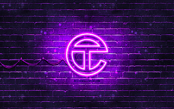 Telfar violet logo, , violet brickwall, Telfar logo, brands, Telfar neon logo, Telfar HD wallpaper