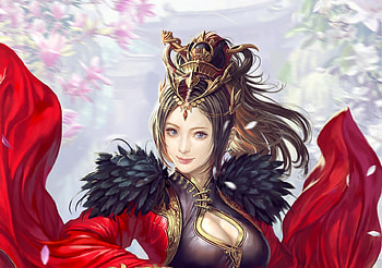 Diaochan, black, fantasy, red, girl, donfoo HD wallpaper