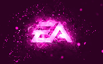 EA GAMES purple logo, , Electronic Arts, purple neon lights, creative, purple abstract background, EA GAMES logo, online games, EA GAMES HD wallpaper