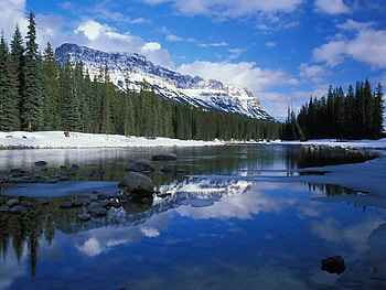 Landscape, Winter, Rivers, Trees, Mountains HD wallpaper