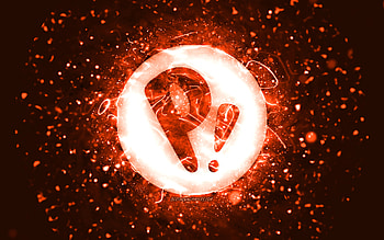Pop OS orange logo, , orange neon lights, Linux, creative, orange abstract background, Pop OS logo, OS, Pop OS HD wallpaper