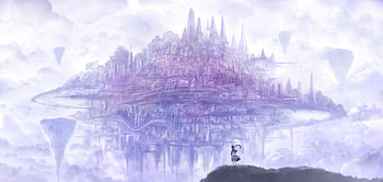 Fantasy Landscape, blue, sweet, city, cute, soft, girl, beautiful, beauty, purple, fantasy, abstract HD wallpaper
