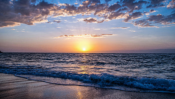 Ocean Sunset , ocean, sunset, nature, sea, clouds, cloud HD wallpaper