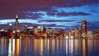 Chicago travels, cityscape, City lights, Reflections HD wallpaper
