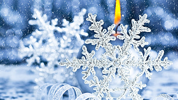Snow Flake Candle, blue, winter, Feliz Navidad, crystal, Firefox Persona theme, holiday, New Years, Christmas, candle, light, snow flakes HD wallpaper