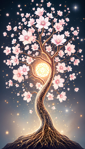 Sakura Serenity: A Stunning , sakura, tree, flower, Artwork, glow HD phone wallpaper