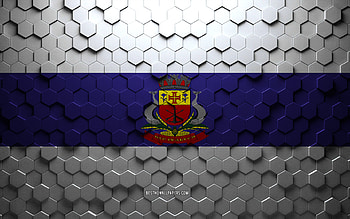 Flag of Caraguatatuba, honeycomb art, Caraguatatuba hexagons flag, Caraguatatuba, 3d hexagons art, Caraguatatuba flag HD wallpaper