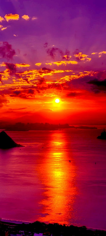 Ocean Sunset, sea, ocean, orange (Color), purple, sky, man made HD phone wallpaper