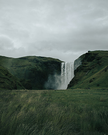 Landscape, Nature, Grass, Waterfall, Greens, Hills HD phone wallpaper